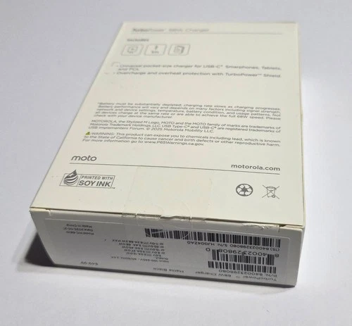 NEW Original Matte Black Motorola TurboPower 68W USB-C Wall Charger in Retail Pk image 6