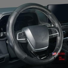 High Grade Real Cowhide Steering Wheel Cover, Luxury Genuine Leather Black