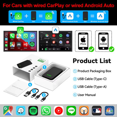 2026 Carlinkit 5.0 2Air Wireless Android Auto Box Tragbarer Carplay Wireless Don