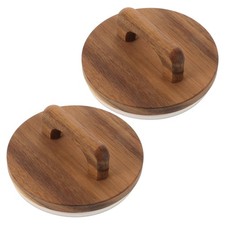 2 Pcs Storage Sealing Lid Lids for Canning Jars Glass Bamboo Round