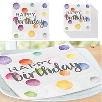 60X Servietten Happy Birthday 33X33 Geburtstag 3Lagig Papier Motivservietten