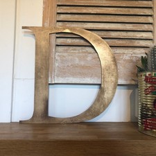 Rustic Distressed Gold Metal Classic Letter D 12” Home Decor & Garden Signs