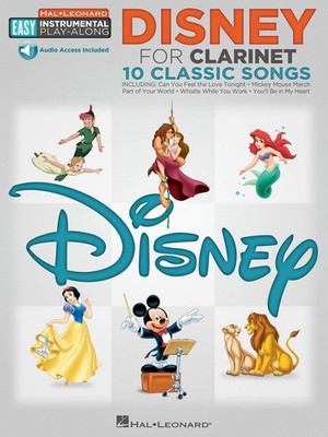 Disney 10 Classic Songs Clarinet Easy Sheet Music Play-Along Book Online Audio