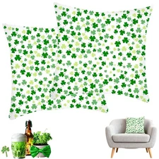 -Green Shamrock Throw Pillow Cases Seasonal Spring Clover Decorative D4M9