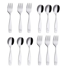 Children's Flatware 12 Pieces Set - Stainless Steel Silverware 6 x Safe Forks...