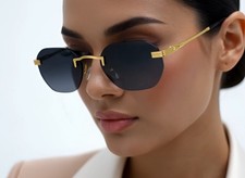 Fashion Eyewear Women Dark Black Lens Luxury Flat Lens UV400 Protection Retro