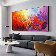 Red Modern Abstract Texture Hand Painted Oil Painting on Canvas Home Decoration