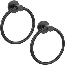 Matte Black Towel Ring 2Pack, Stainless Steel WallMounted Towel Holder