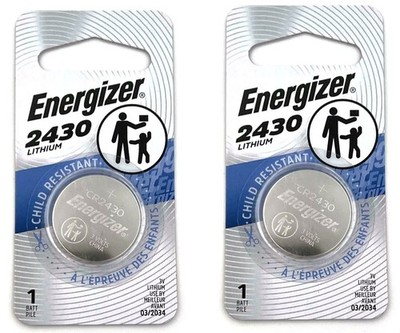 2 Energizer CR2430  2430 3V Lithium Coin Cell Batteries (Exp 2034)