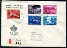 LIECHTENSTEIN 1959 381-385 FIRST DAY COVER R-SET LETTER 70€(J6570b