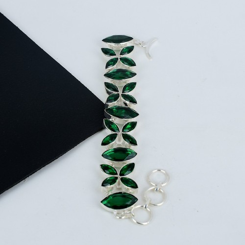 Green Tourmaline Gemstone Bracelet 925 Sterling Silver Jewelry For Wedding Gifts - Picture 2 of 4