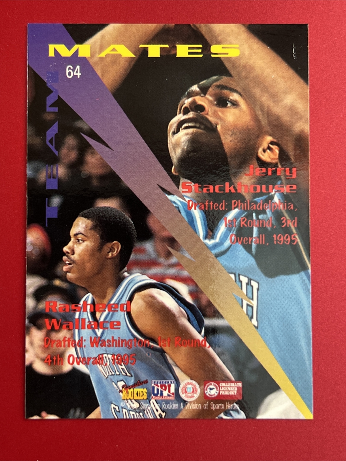 1996 Signature Rookies #64 Teammates Rasheed Wallace Jerry Stackhouse ...