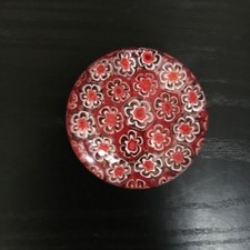 Paperweight, Briefbeschwerer,Glas Kugel  Millefiori Muster rot  6cm