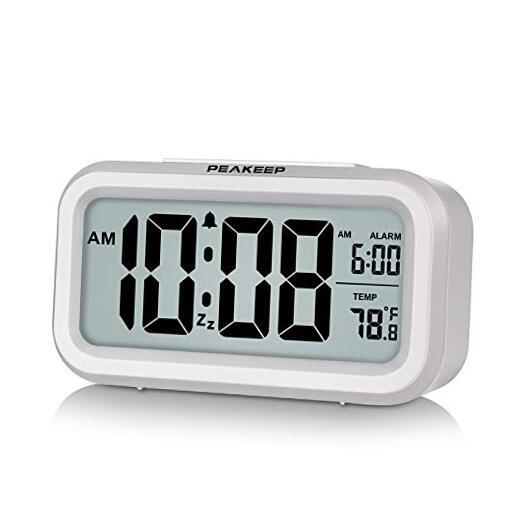 Night Light Digital Alarm Clock Battery Operated with Indoor White