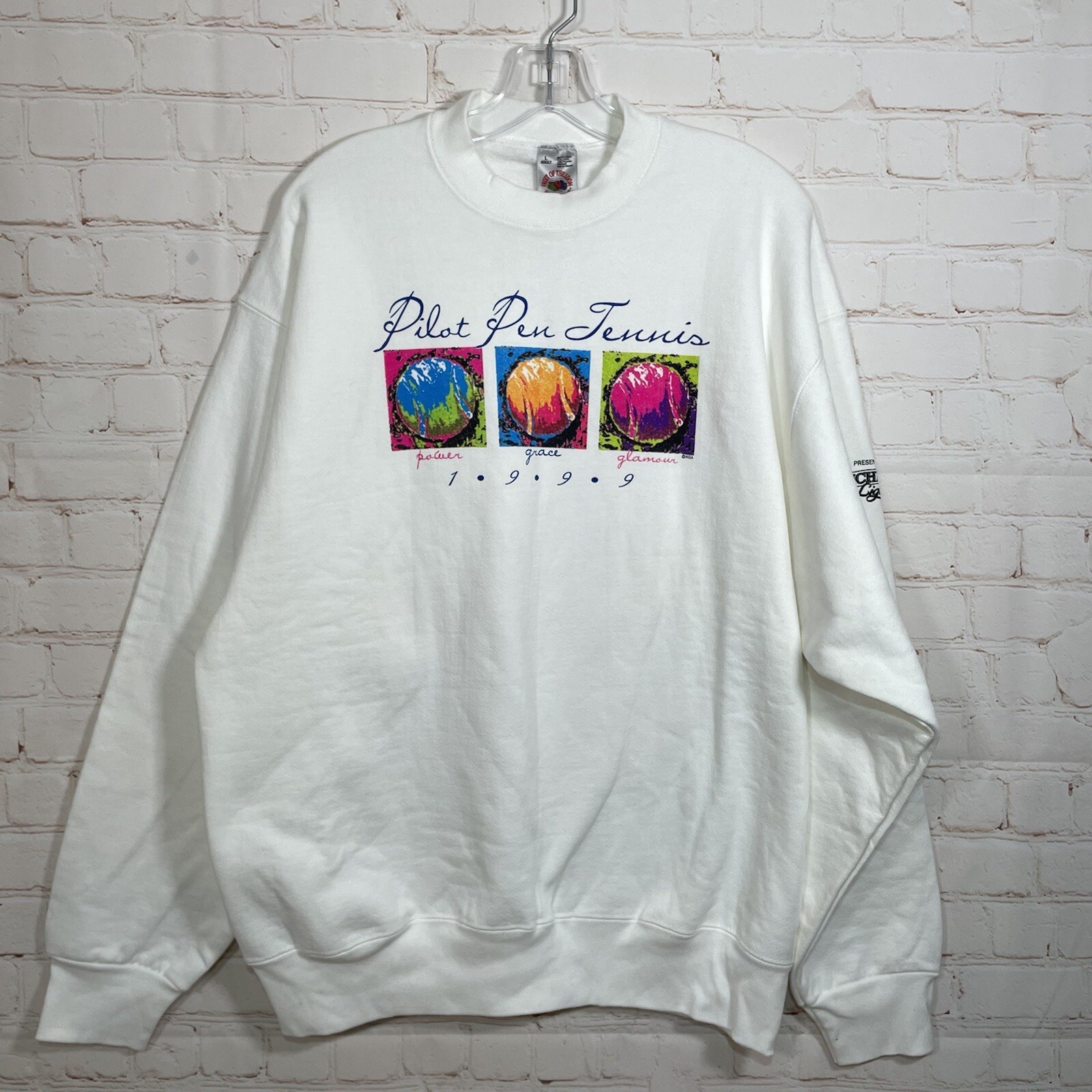 Vintage Pilot Pen Sweatshirt Mens Large White Michelob Light 1999 Made in USA