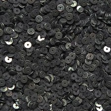 4mm Flat SEQUIN PAILLETTE Loose ~ Black Velvet Flock Suede ~ Made in USA