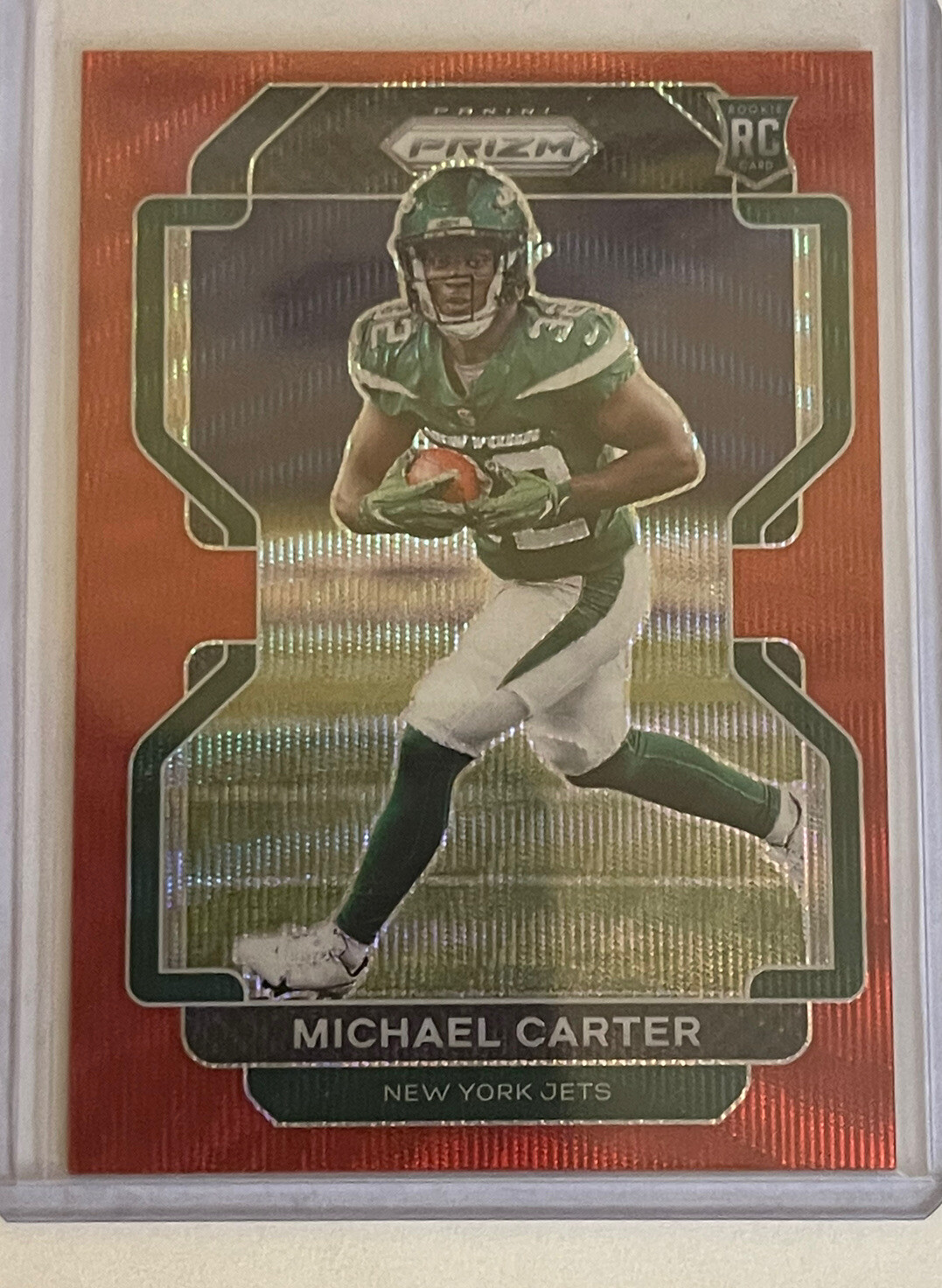 2021 Panini Prizm Red Wave Michael Carter #365 Rookie RC New York Jets /149