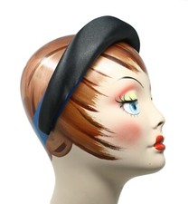 Black Satin Alice Headband 2" Wide Padded Thick Retro Fashion Hair Band -Hey Viv