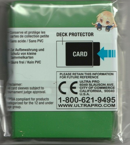 60 FUNDAS PROTECTORAS DE MINI BARAJA ULTRA PRO YUGIOH VERDE - Imagen 2 de 2