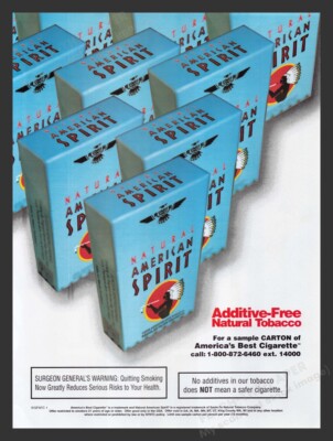 blue and white cigarettes Natural American Spirit Cigarettes Blue on White 2000s Print Advertisement  2002