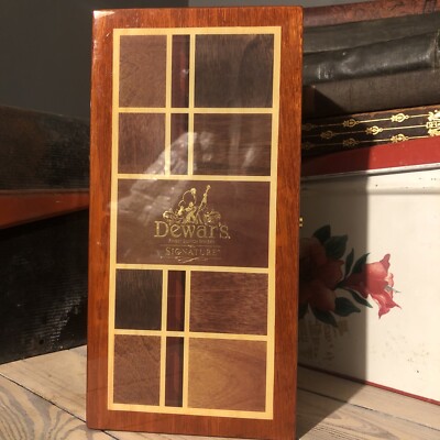 Dewar's Signature Finest Scotch Whisky Cherry Wood Display Box 11.25  Barware