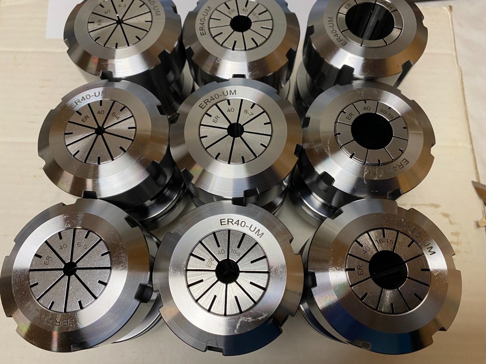 HSK63F-ER40 Collet Chuck Holder Set with 9pcs Collets and 9pcs Extra Collets for Precision Machining