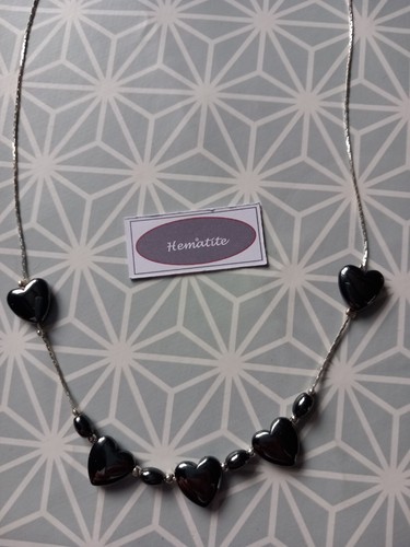 Silver Plated & Hemotite Heart Necklace. Darm Grey. New, Boxed - Picture 2 of 5