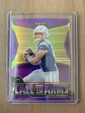 2021 Panini Playoff Justin Herbert Call to Arms Purple Prizm SP Card