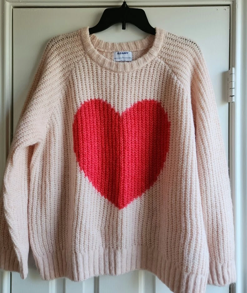 Old Navy Women's OVERSIZED (RUNS BIG) Valentine Heart Sweater - NWT! | eBay
