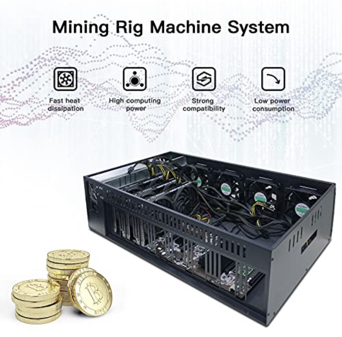 MLLIQUEA 8 GPUポートMining Rig Frame%カラムカラムマイニングパワーサプライ2000 W搭載ETH用ベアボーンマザーボード8冷却ファン付きカラムマイナーフレー  MLLIQUEA 8 GPU Mining Rig Frame,Mining Machine System u0026 Platform  Without GPU⁄PSU