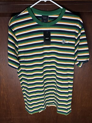 HUF Webster Striped Knit Top Shirt Mens Large Skateboarding Streetwear