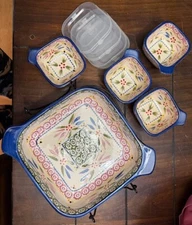 Temp-tations by Tara Old World Blue Presentable Ovenware-One 2 Qt and Four 8 oz 