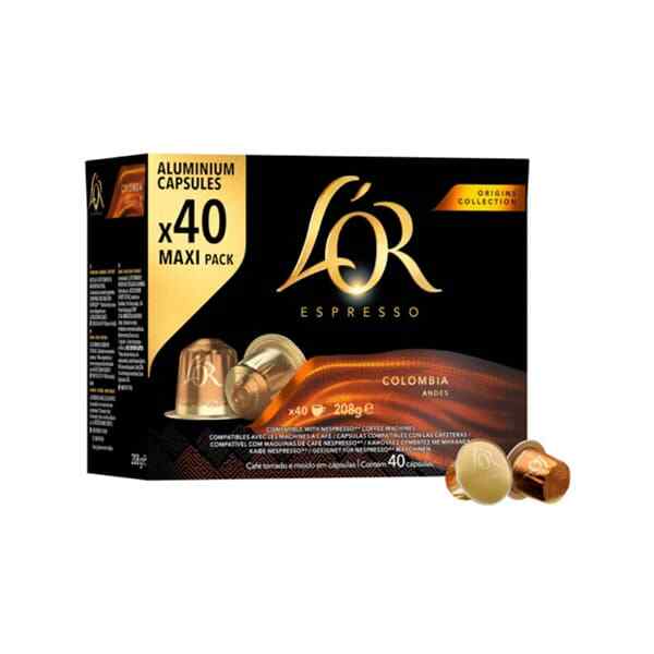 40 Capsule Caffè In Alluminio L'Or Espresso Colombia Compatibili Nespresso