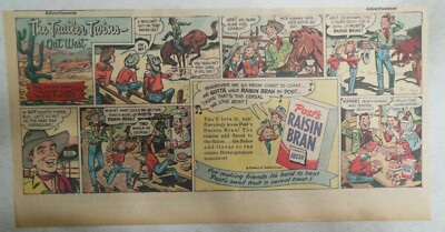 Post's Cereal Ad: Trailer Twins ''Out West'' from 1950's Size: 7.5  x 15 inches