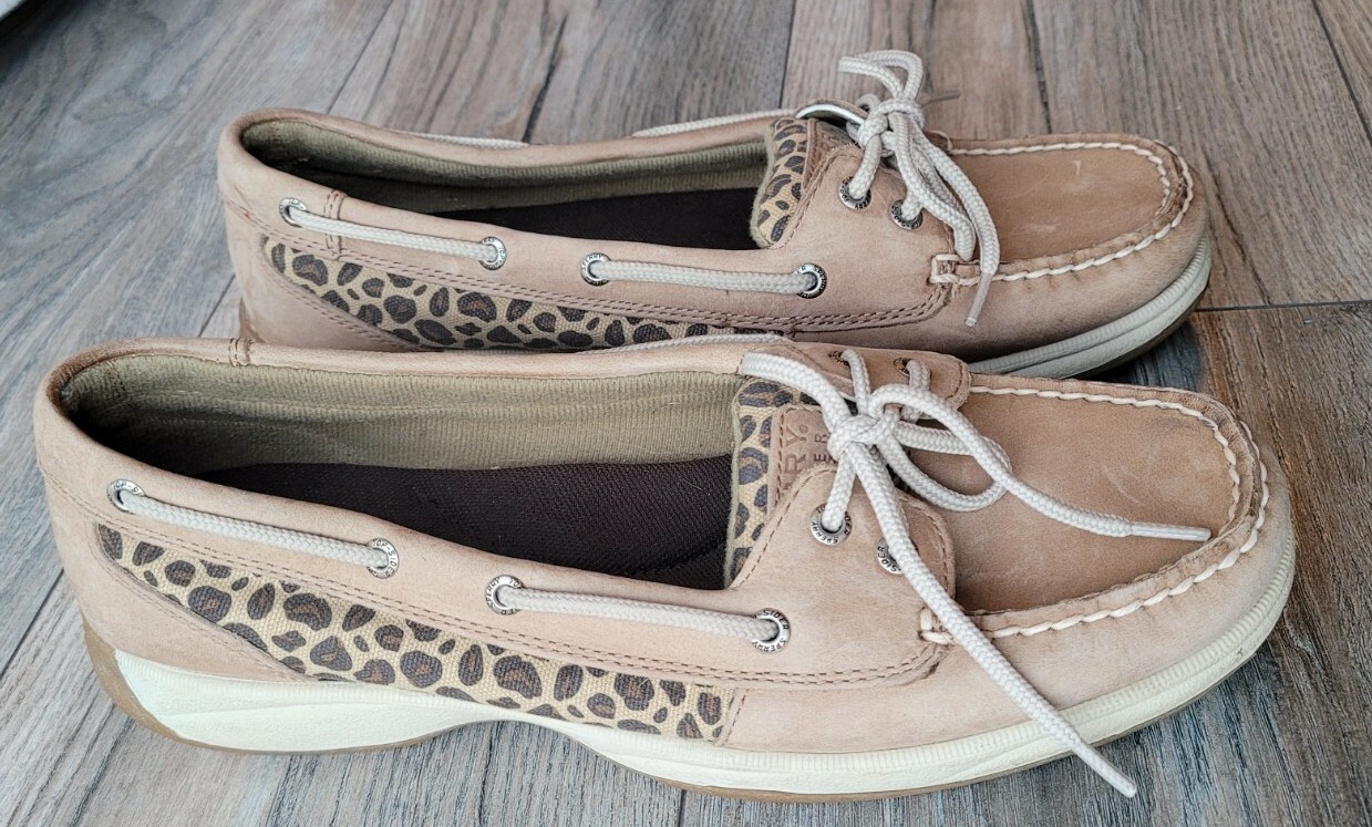 Boat Shoes Beige Leopard Cheetah Print 