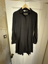 New Fat Face Black Shirt Dress Star Print Tab sleeves 8 18