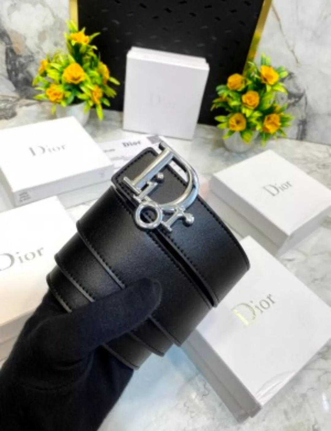 DIOR LOGO BLACK BELT PREMIUM LEATHER (Limited stock)