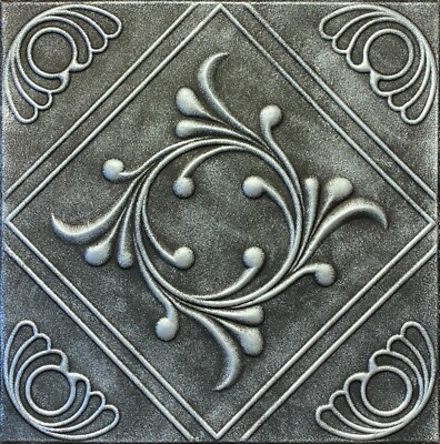 Decorative Ceiling Tile R2 Anet Wreath  BLACK SILVER 20x20 Foam Glue Up