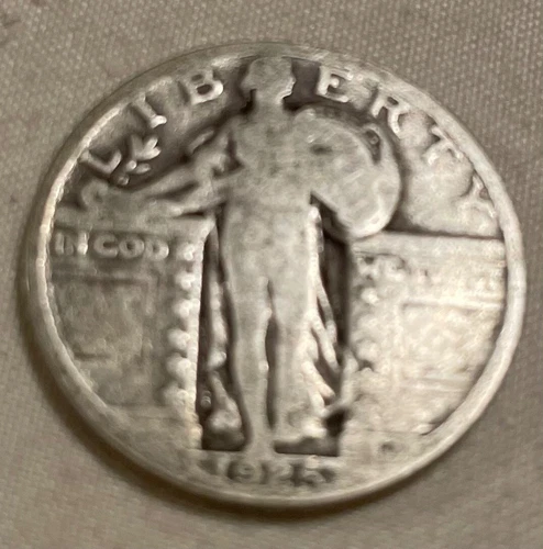 1925 Standing Liberty Quarter AG About Good 90% Silver 25c Coin