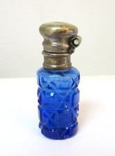 Antique Scent Bottle Cut Cobalt Blue Glass with Stanhope Views of Matlock Bath