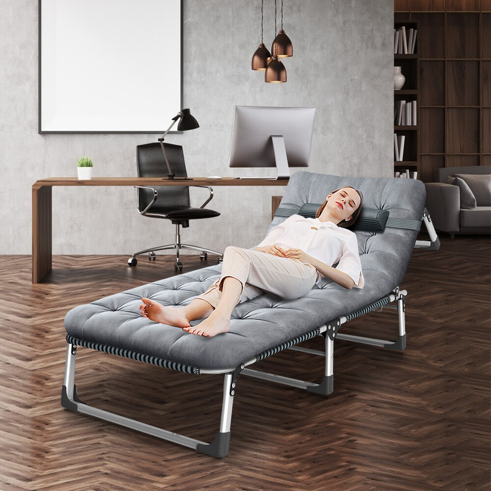 MOPHOTO Folding Camping Bed Cot 4-Position Adjustable Foldable Yard Lounge Chair