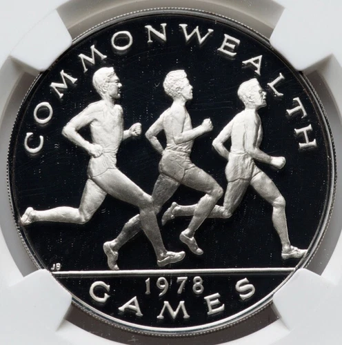 1978 Samoa Commonwealth Games NGC Proof Cameo British 1 Oz Silver Coin TOP POP!