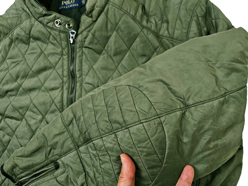 *HOT Men's POLO RALPH LAUREN @ SPORTS BIKER Slim QUILTED OLIVE GREEN Jacket XXL - Picture 11 of 18