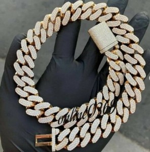 Authentic 14k Vermeil Gold Plated Iced Moissanite Cuban Chain 925 Sterling Silver 20 mm