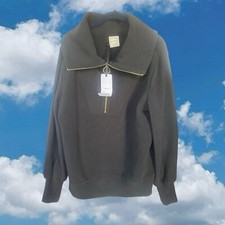 Varley Vine Half Zip Womens Small Sweater Black Oversized Rib NEW