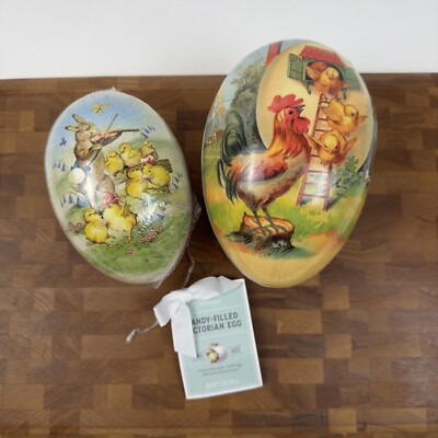 Williams Sonoma Paper Mache Nesting Eggs Easter Chicks Rooster Bunny Set/4 Read