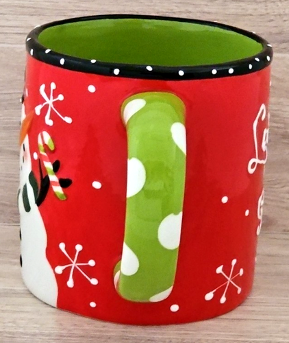 Sleigh Bell Bistro Mug 24oz (3 Cup) Snowman "Let It Snow" Christmas Large Mug - Picture 5 of 11