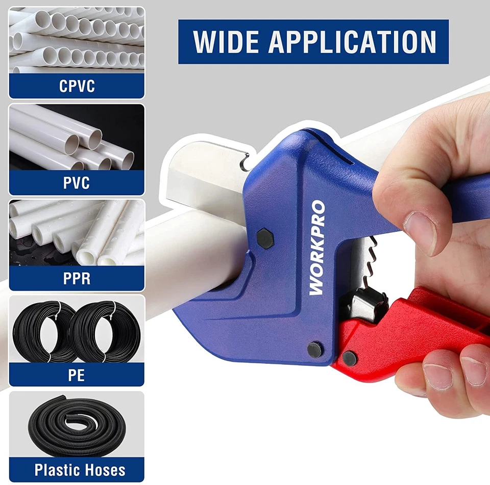 WORKPRO Ratchet PVC Pipe Cutter Up to 1-5/8 Plastic Pipe Tube Cutter Sharp Blade - Image 3 of 4