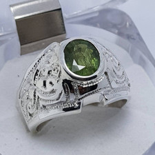 1.05CT Natural Rich Green Colour Luster Sapphire CZ Engagement Women's Ring