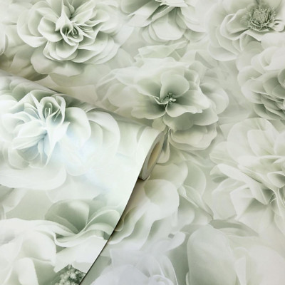 Grün Floral Tapete 3D Effekt Rosen Wohnzimmer Schlafzimmer Flur Büro Funktion